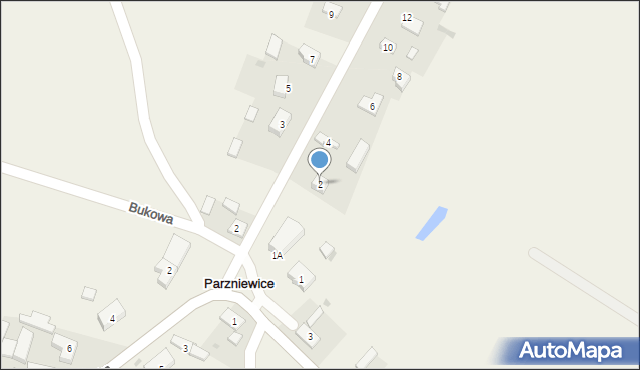 Parzniewice, Spacerowa, 2, mapa Parzniewice