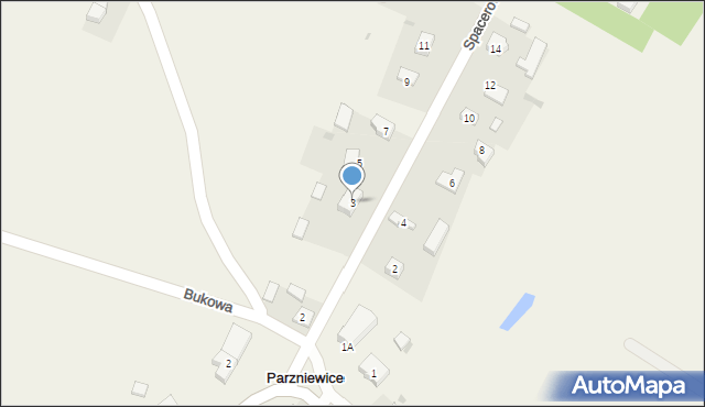 Parzniewice, Spacerowa, 3, mapa Parzniewice