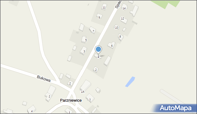 Parzniewice, Spacerowa, 4, mapa Parzniewice