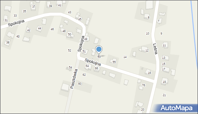 Paszkówka, Spokojna, 53, mapa Paszkówka