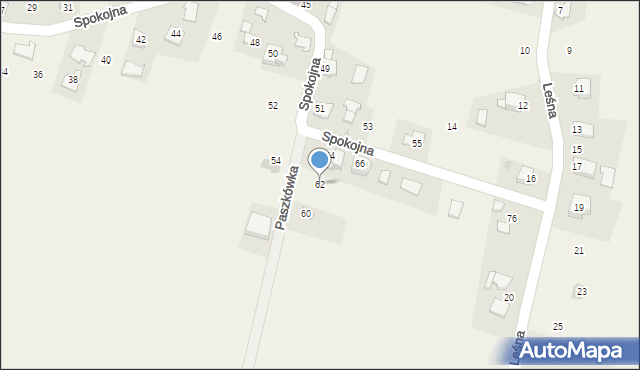 Paszkówka, Spokojna, 62, mapa Paszkówka