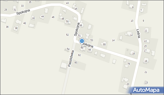 Paszkówka, Spokojna, 64, mapa Paszkówka