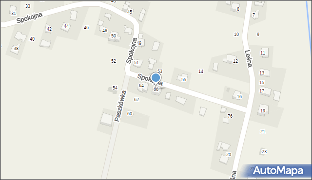 Paszkówka, Spokojna, 66, mapa Paszkówka