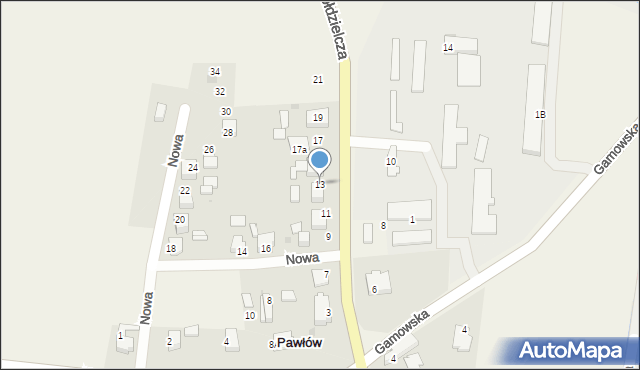 Pawłów, Spółdzielcza, 13, mapa Pawłów