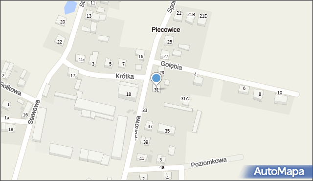 Piecowice, Sportowa, 31, mapa Piecowice