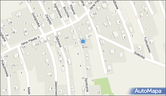 Pietrzykowice, Spokojna, 5, mapa Pietrzykowice