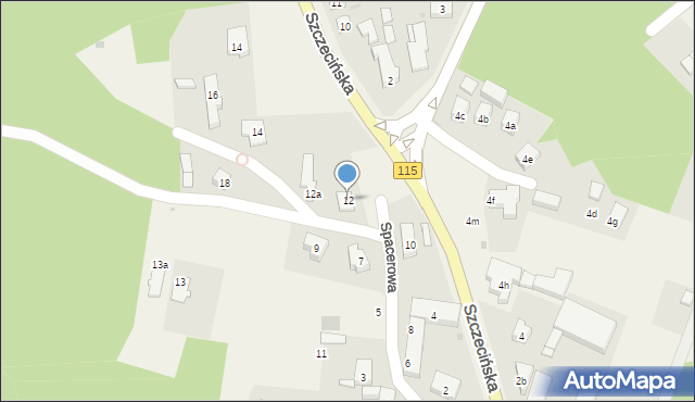 Pilchowo, Spacerowa, 12, mapa Pilchowo