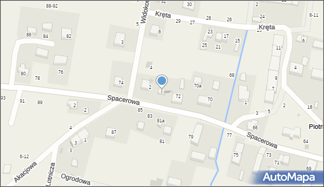 Piotrkowiczki, Spacerowa, 72a, mapa Piotrkowiczki