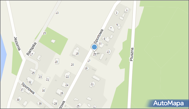 Pluski, Sportowa, 15, mapa Pluski
