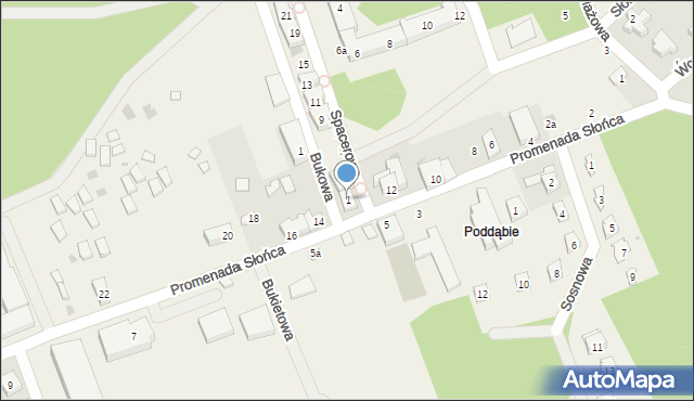 Poddąbie, Spacerowa, 1, mapa Poddąbie