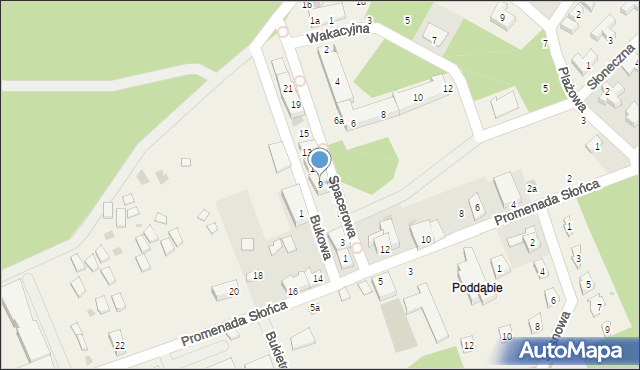 Poddąbie, Spacerowa, 9, mapa Poddąbie