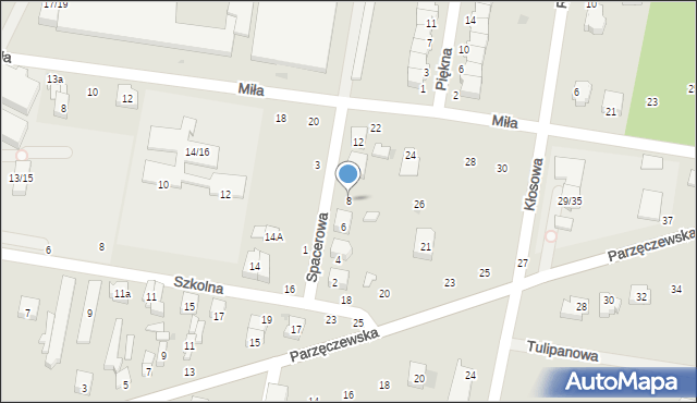 Poddębice, Spacerowa, 8, mapa Poddębice