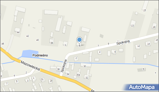 Podnieśno, Spokojna, 5, mapa Podnieśno