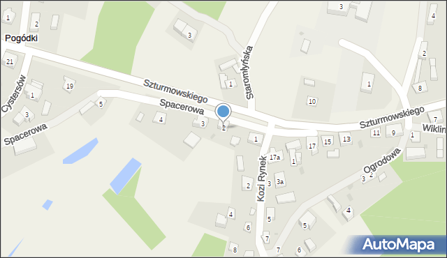 Pogódki, Spacerowa, 2, mapa Pogódki