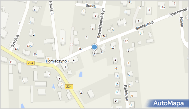 Pomieczyno, Spacerowa, 6, mapa Pomieczyno