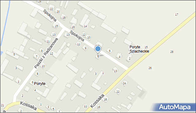 Poryte, Spokojna, 5, mapa Poryte