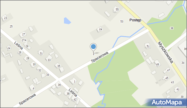 Postęp, Spacerowa, 2, mapa Postęp
