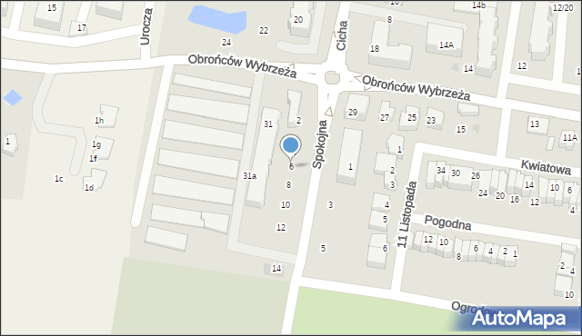 Pruszcz Gdański, Spokojna, 6, mapa Pruszcz Gdański