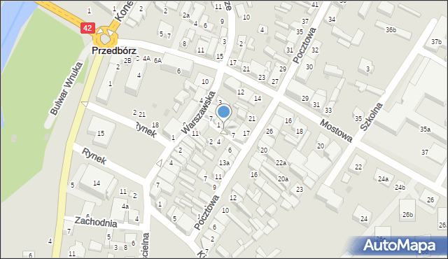 Przedbórz, Spółdzielcza, 5, mapa Przedbórz