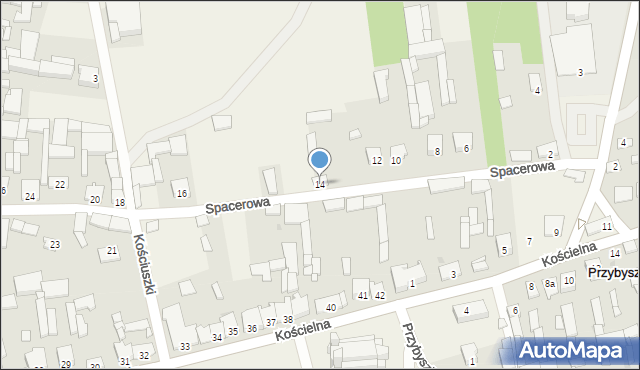 Przybyszew, Spacerowa, 14, mapa Przybyszew