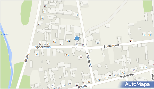 Przybyszew, Spacerowa, 20, mapa Przybyszew