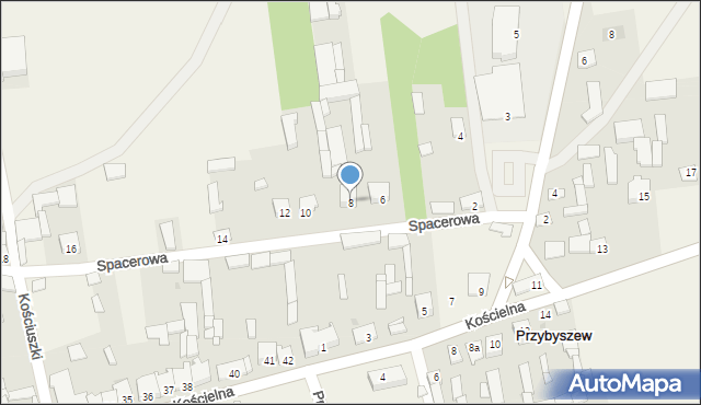 Przybyszew, Spacerowa, 8, mapa Przybyszew