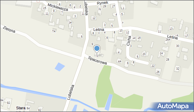 Puchaczów, Spacerowa, 1, mapa Puchaczów