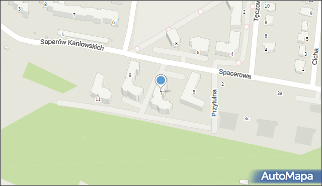 Puławy, Spacerowa, 7, mapa Puław