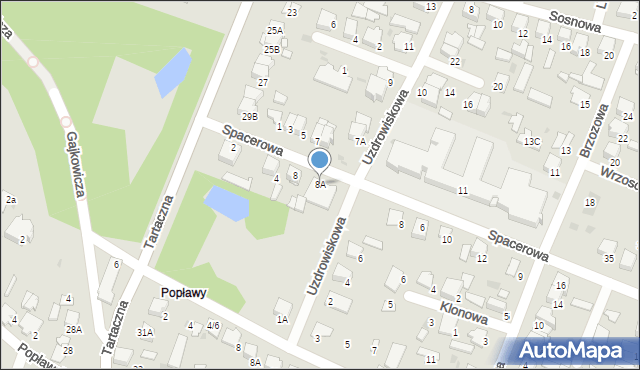 Pułtusk, Spacerowa, 8A, mapa Pułtusk