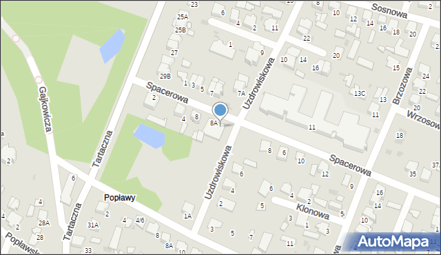 Pułtusk, Spacerowa, 8b, mapa Pułtusk