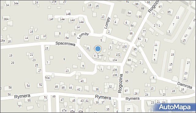 Radlin, Spacerowa, 2, mapa Radlin