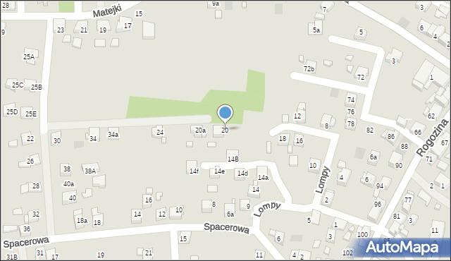 Radlin, Spacerowa, 20, mapa Radlin