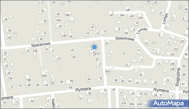 Radlin, Spacerowa, 23, mapa Radlin