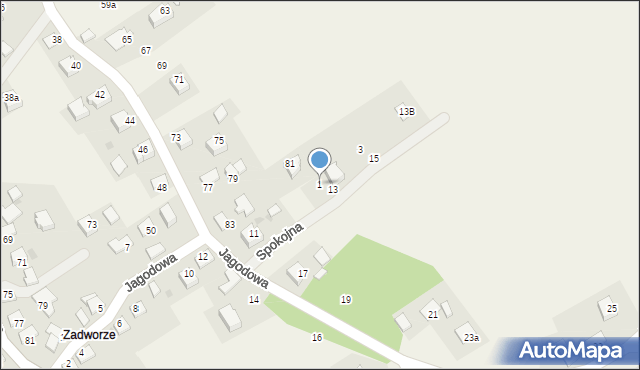 Radziszów, Spokojna, 1, mapa Radziszów