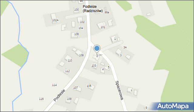 Radziszów, Spacerowa, 2, mapa Radziszów