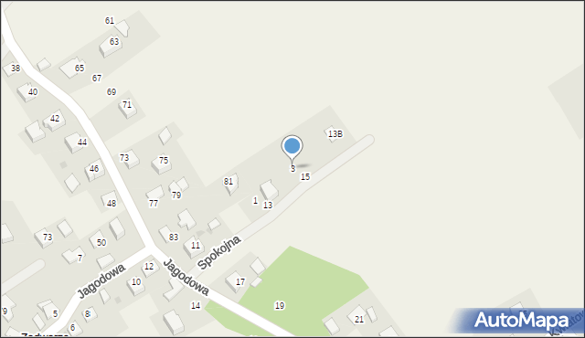 Radziszów, Spokojna, 3, mapa Radziszów