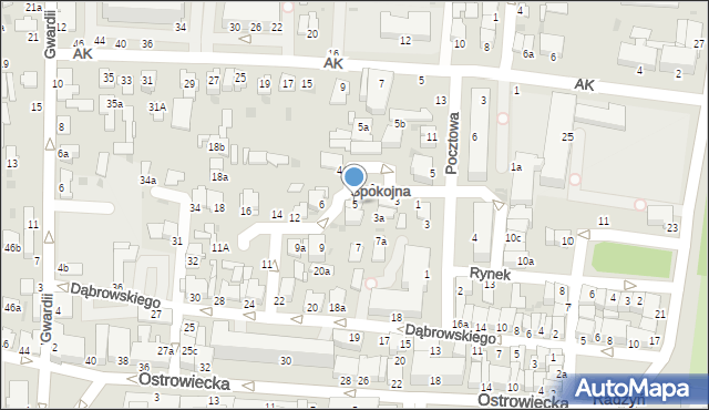 Radzyń Podlaski, Spokojna, 5, mapa Radzyń Podlaski