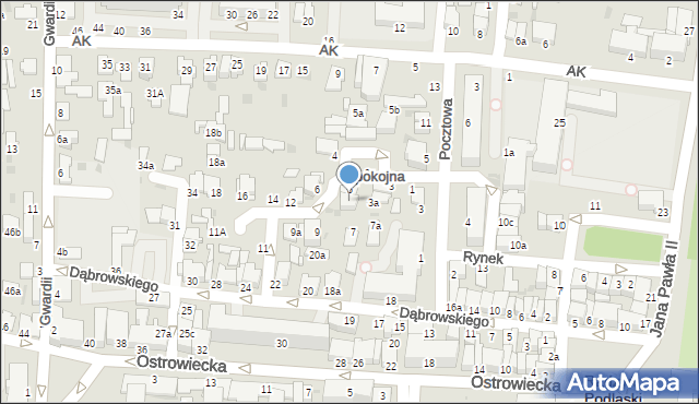 Radzyń Podlaski, Spokojna, 5a, mapa Radzyń Podlaski