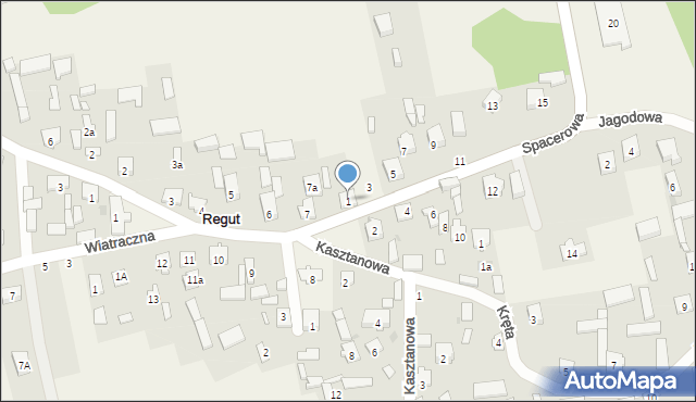 Regut, Spacerowa, 1, mapa Regut