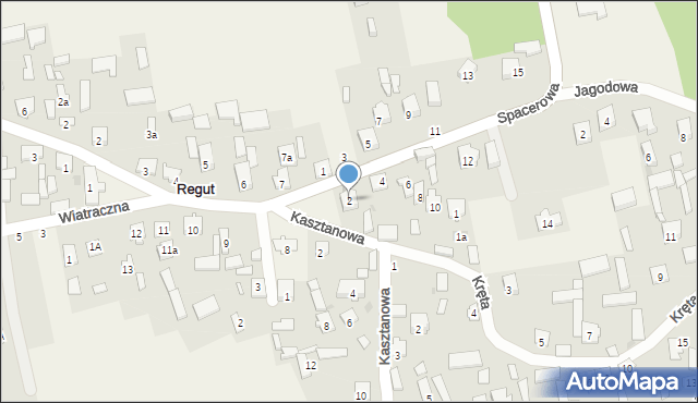 Regut, Spacerowa, 2, mapa Regut