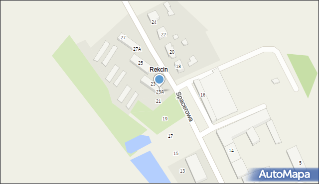 Rekcin, Spacerowa, 23A, mapa Rekcin