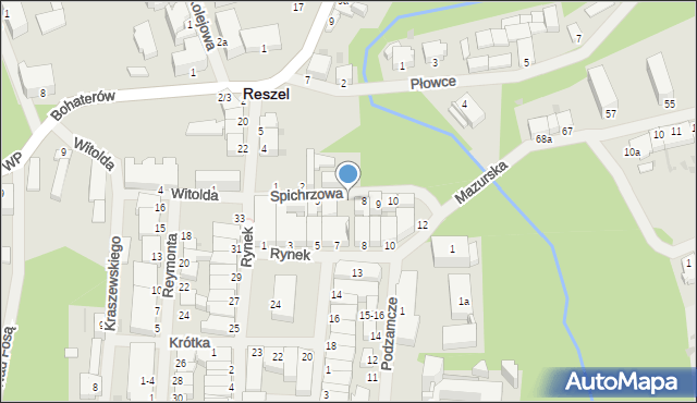 Reszel, Spichrzowa, 7, mapa Reszel