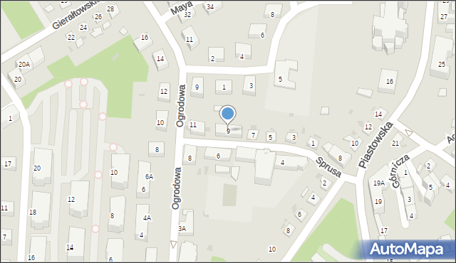 Ruda Śląska, Sprusa Ryszarda, 9, mapa Rudy Śląskiej