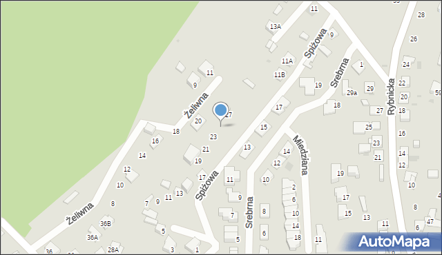 Ruda Śląska, Spiżowa, 25, mapa Rudy Śląskiej