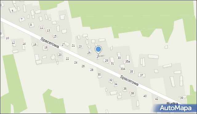 Rudka, Spacerowa, 27, mapa Rudka