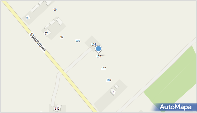 Rudno, Spacerowa, 105, mapa Rudno