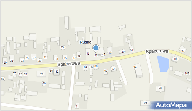 Rudno, Spacerowa, 43, mapa Rudno