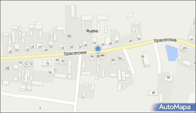 Rudno, Spacerowa, 86, mapa Rudno