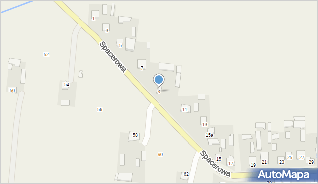 Rudno, Spacerowa, 9, mapa Rudno