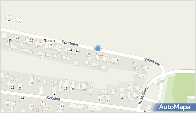 Rusko, Sportowa, 7, mapa Rusko